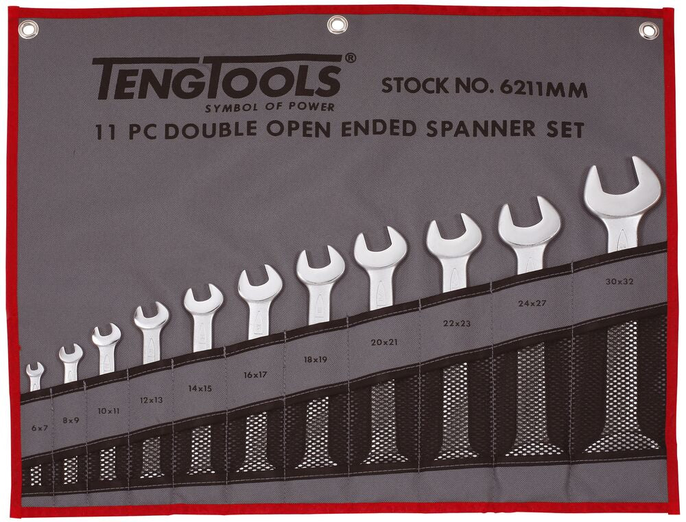 Exploded diagram for the Teng Tools Double Open Ended Spanner Set Tool Roll 11 Pieces