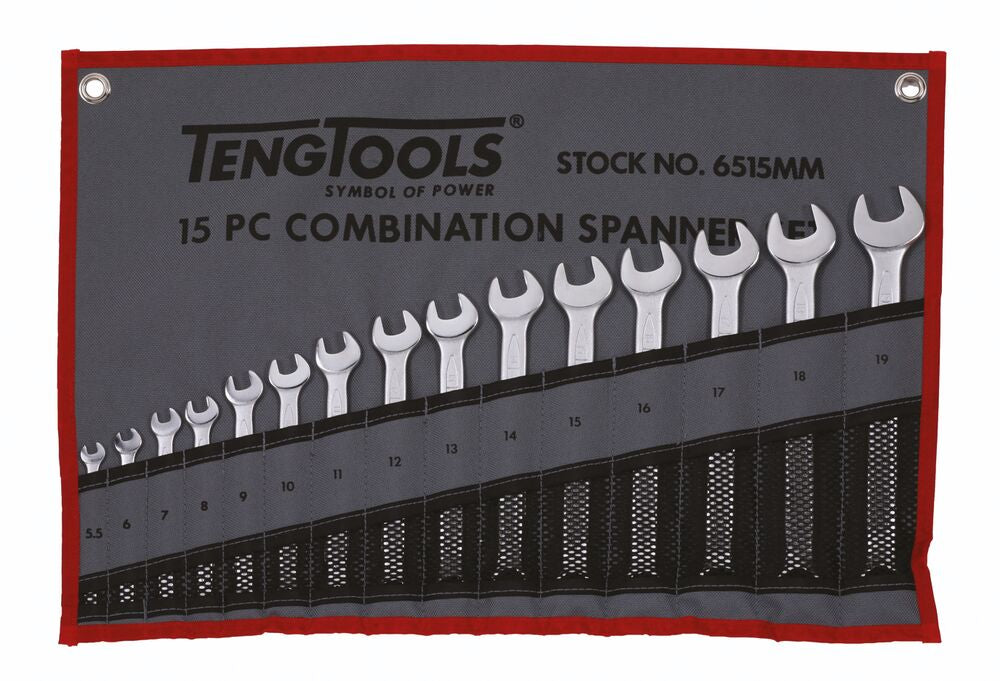 Exploded diagram for the Teng Tools Combination Spanner Set 5.5-19 mm Tool Roll 15 Pieces