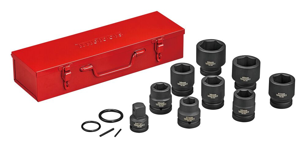 Exploded diagram for the Teng Tools 1" Impact Cr-Mo socket set with case DIN 27-50mm