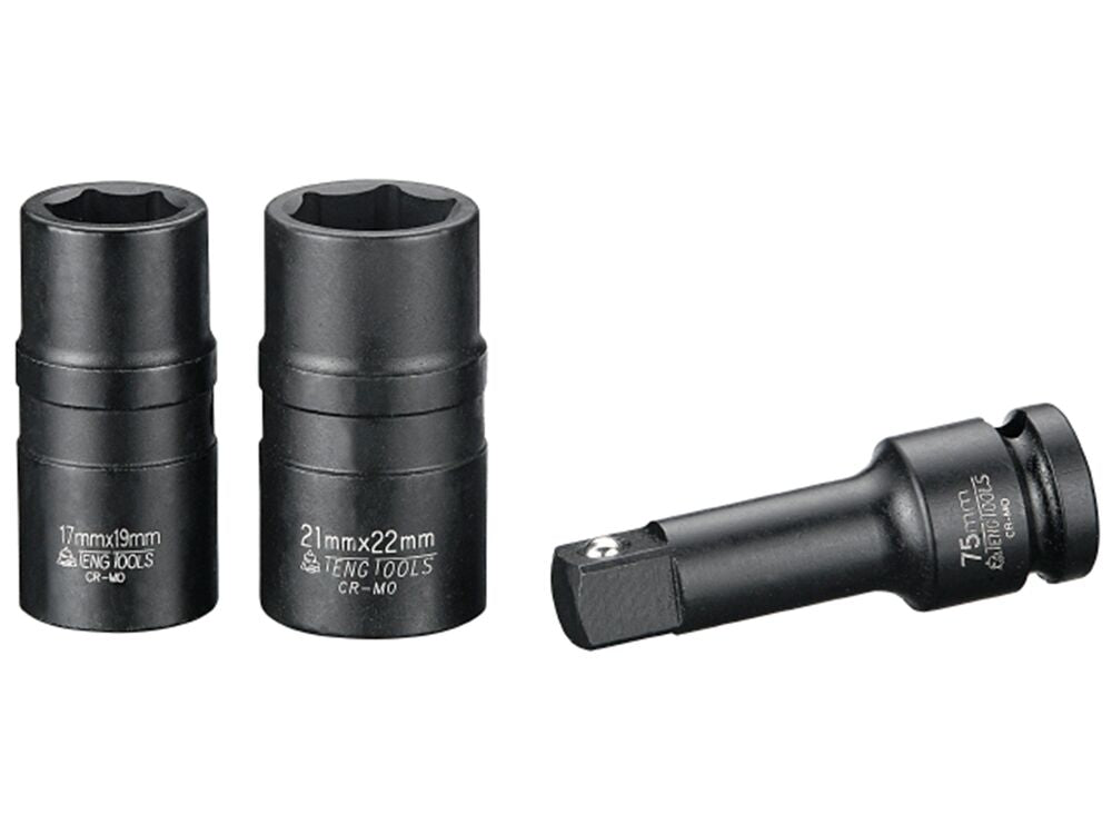 Exploded diagram for the Teng Tools 1/2" Double Ended Impact Socket Set 17 x 19mm/21 x 22mm