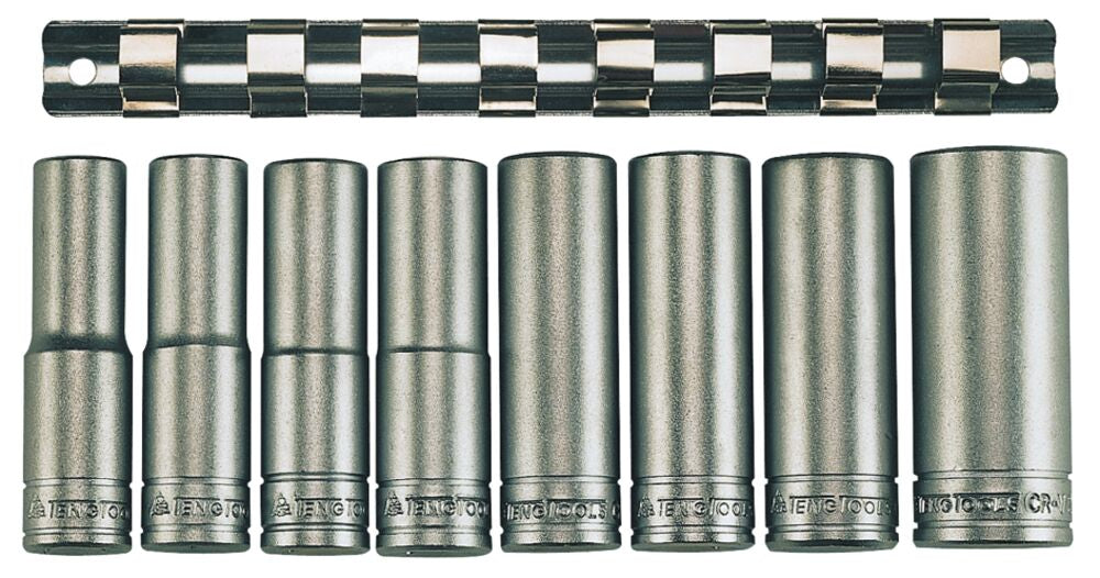 Exploded diagram for the Teng Tools 1/2" Deep Socket Clip Rail Set 6 pt 8 Pieces