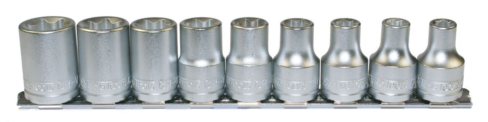 Exploded diagram for the Teng Tools 1/2" TX-E Socket Clip Rail Set 9 Pieces