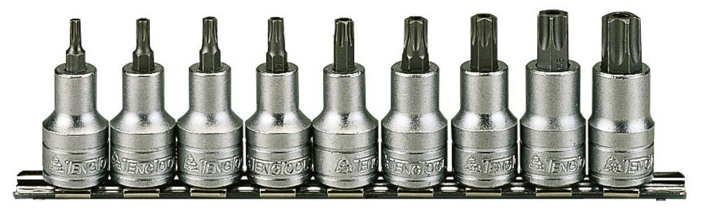 Exploded diagram for the Teng Tools 1/2" TX Bit Socket Clip Rail Set 9 Pieces