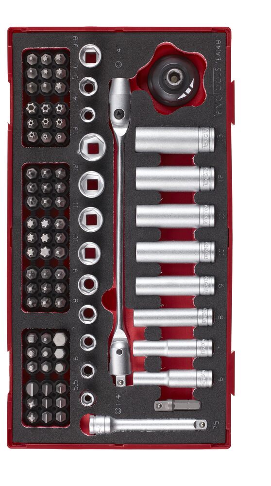 Exploded diagram for the Teng Tools 1/4" Socket & Bits Set FOAM1 87 Pieces