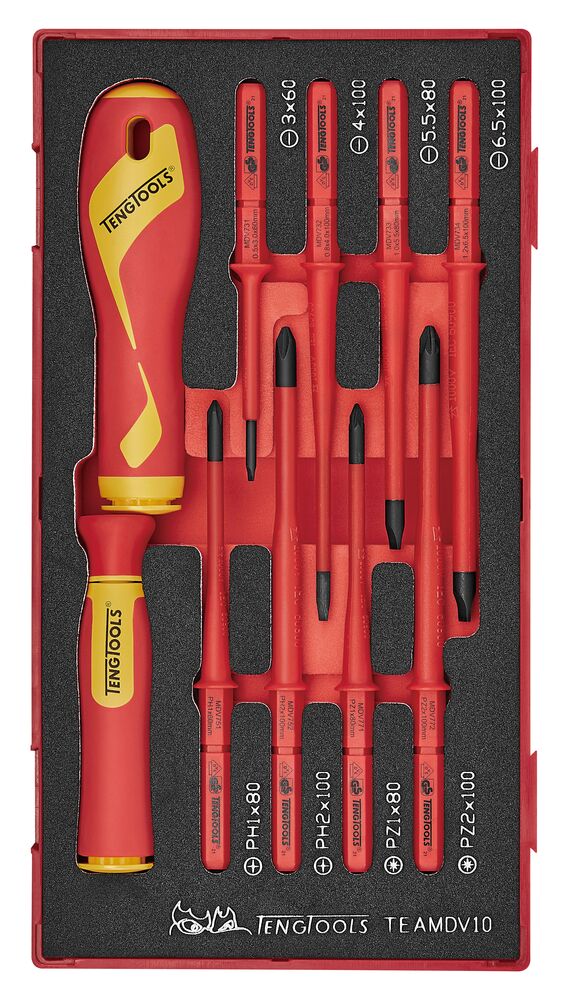 Exploded diagram for the Teng Tools Insulated Interchangeable Blade Set FOAM1 10 Pieces
