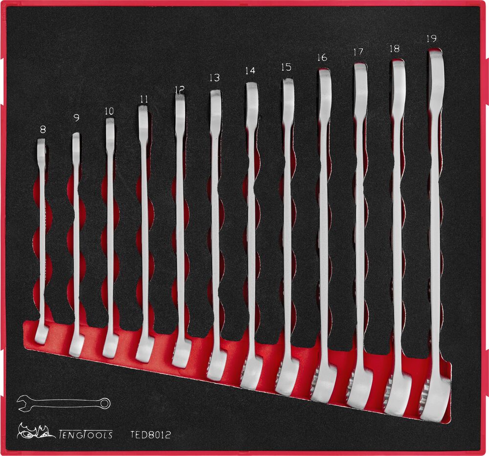 Exploded diagram for the Teng Tools Combination Spanner Set Anti Slip FOAM2 12 Pieces