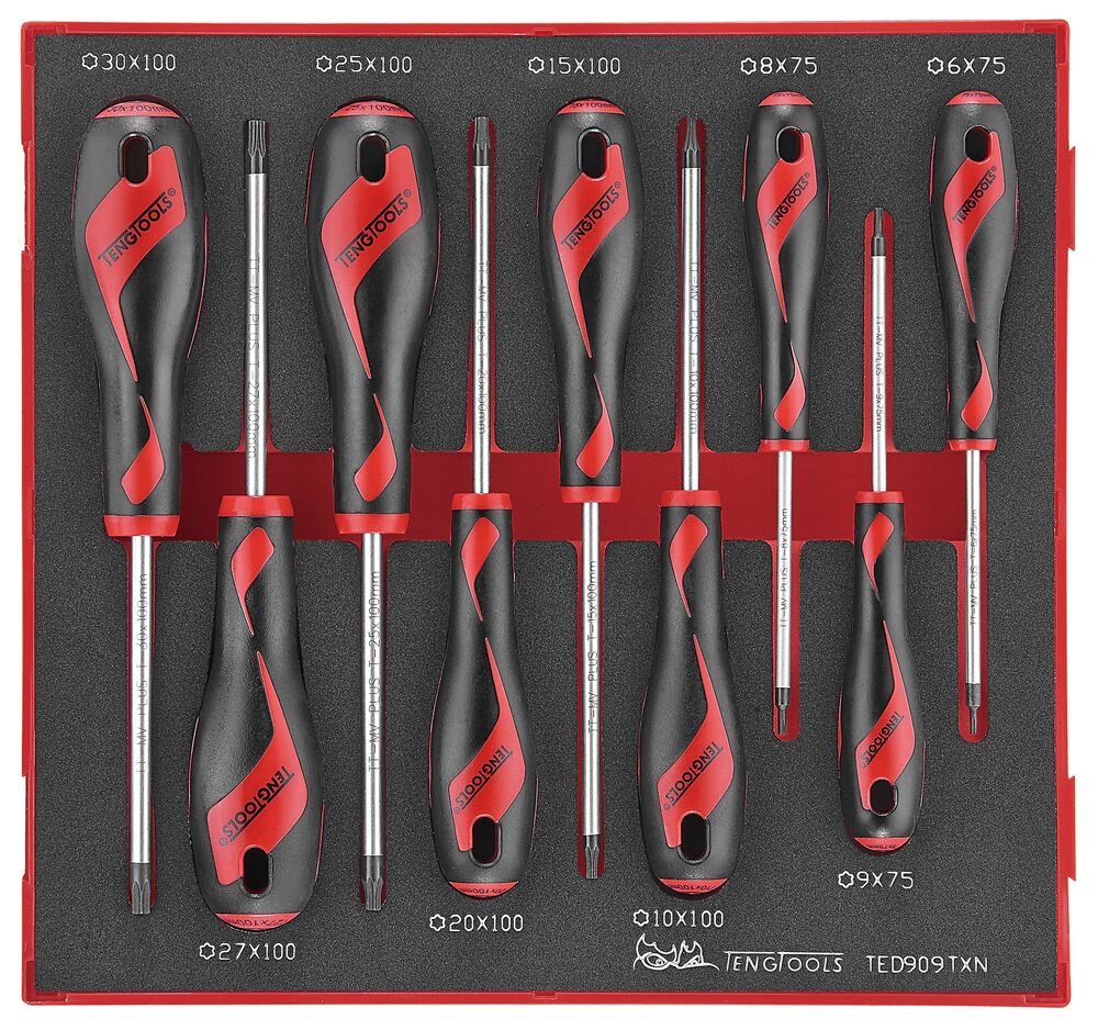 Exploded diagram for the Teng Tools Screwdriver Set TX FOAM2 9 Pieces
