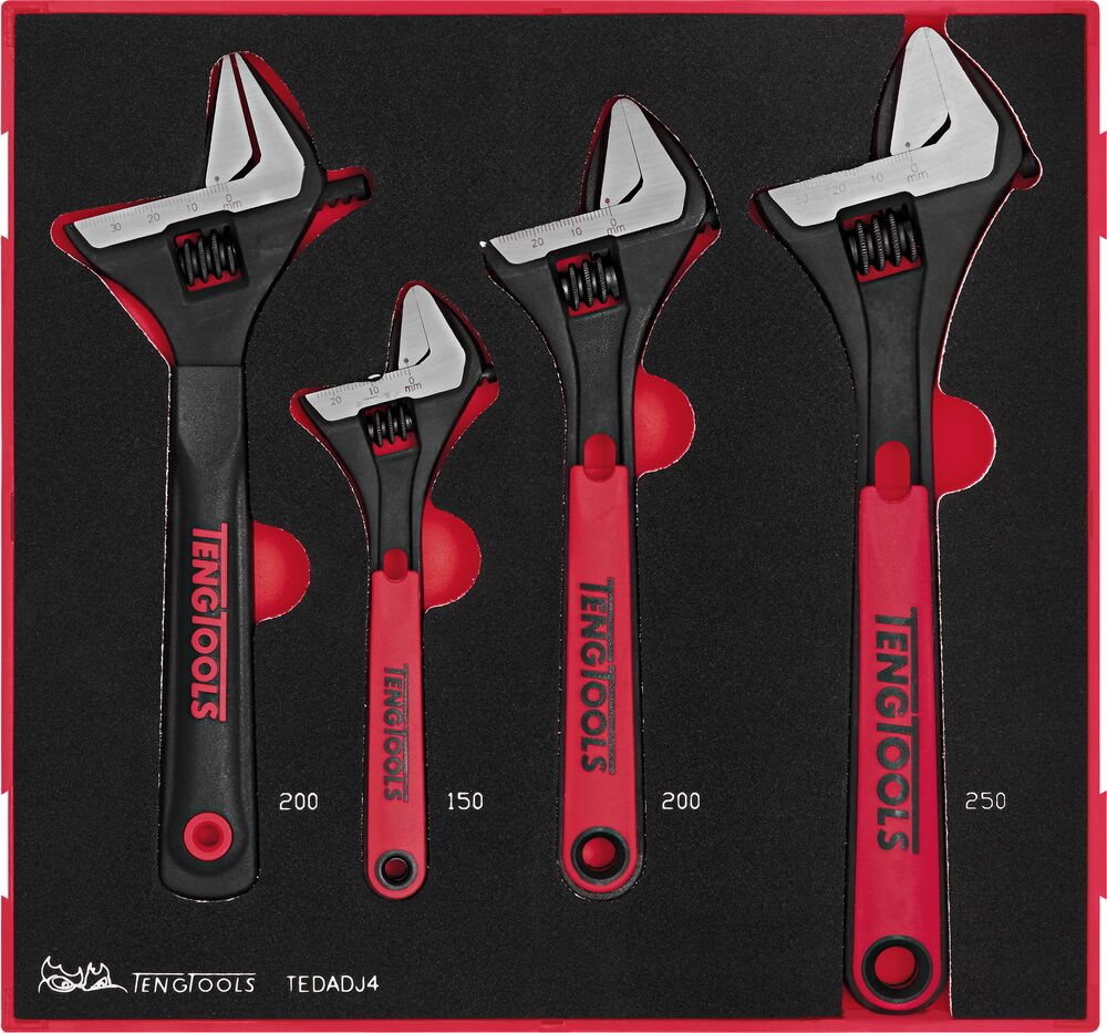 Exploded diagram for the Teng Tools Adjustable Wrench Set FOAM2 4 Pieces