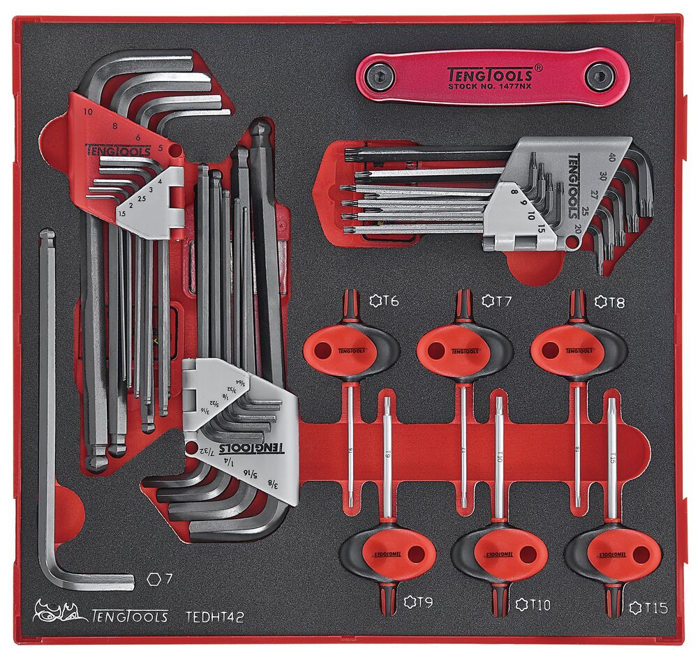Exploded diagram for the Teng Tools Ball Point Hex & TX Key Set FOAM2 42 Pieces