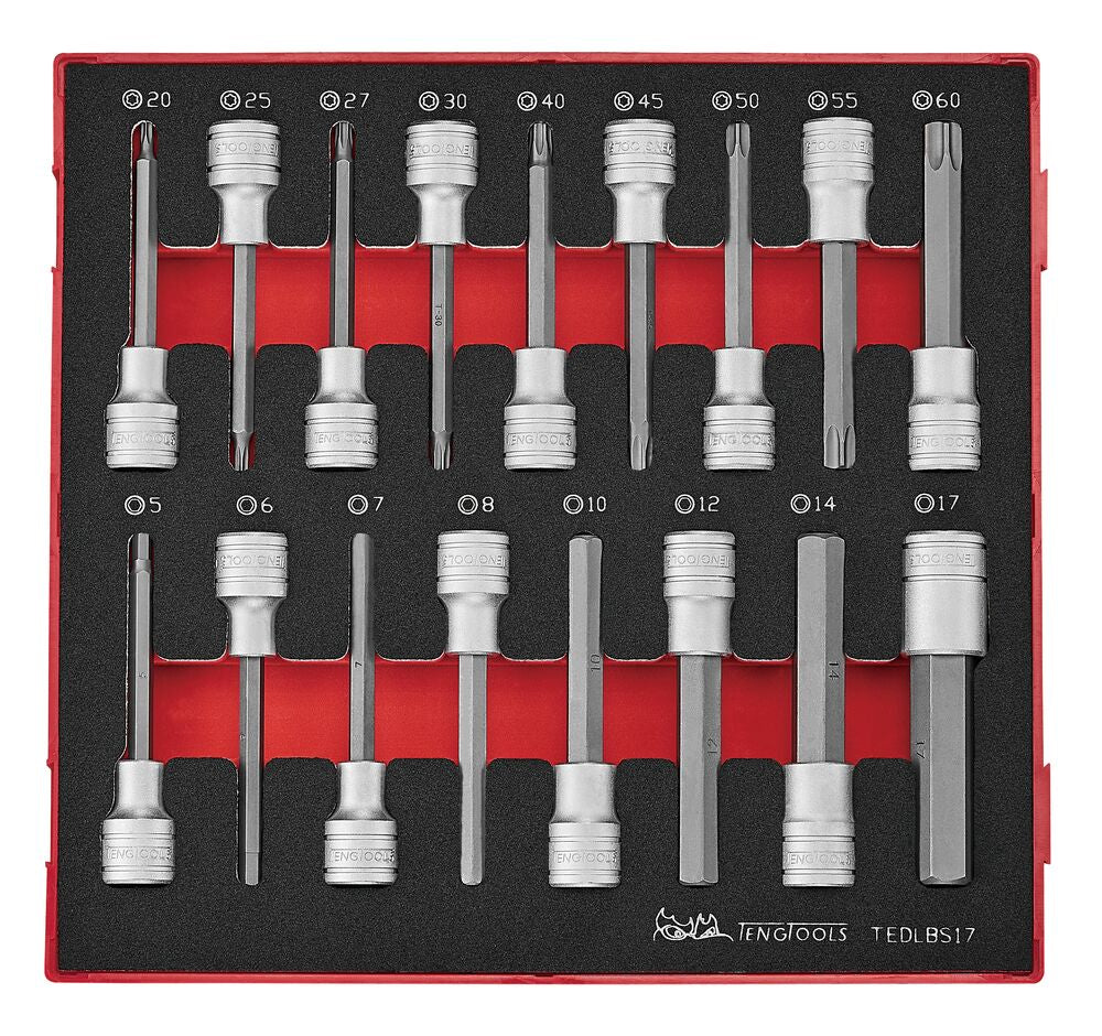 Exploded diagram for the Teng Tools 1/2" Long Hex & TX Bit Socket Set FOAM2 17 Pieces
