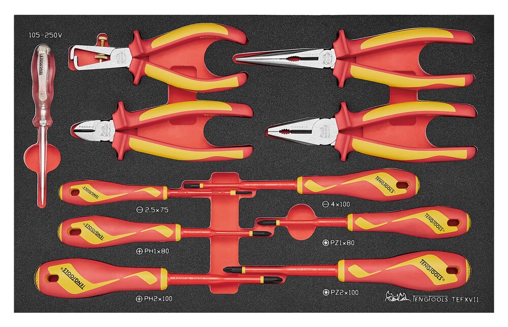 Exploded diagram for the Teng Tools Insulated Plier & Screwdriver Set FOAM3 11 Pieces