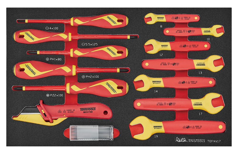 Exploded diagram for the Teng Tools Insulated Spanner & Screwdriver Set FOAM3 17 Pieces