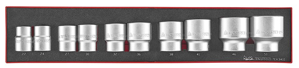 Exploded diagram for the Teng Tools 3/4" Socket Set 6 pt FOAMX4 10 Pieces