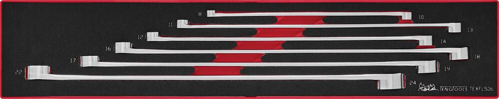 Exploded diagram for the Teng Tools Long Double Ring Spanner Set FOAMX4 6 Pieces