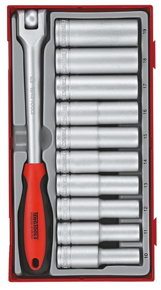 Exploded diagram for the Teng Tools 1/2" Deep Socket Set 12 pt TT1 11 Pieces