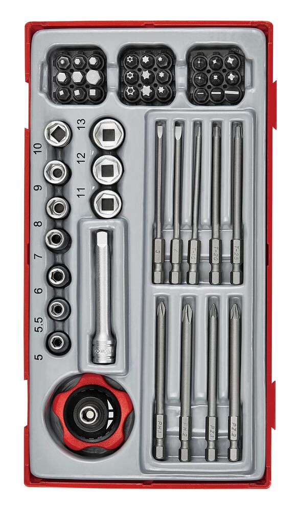 Exploded diagram for the Teng Tools 1/4" Socket & Bits Set TT1 48 Pieces