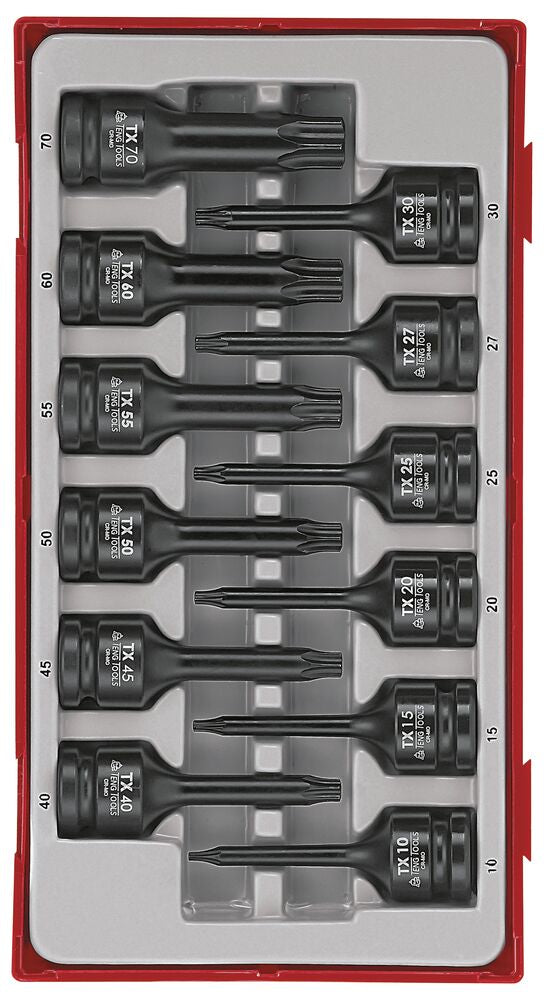 Exploded diagram for the Teng Tools 1/2" TX Impact Socket Set DIN TT1 12 Pieces