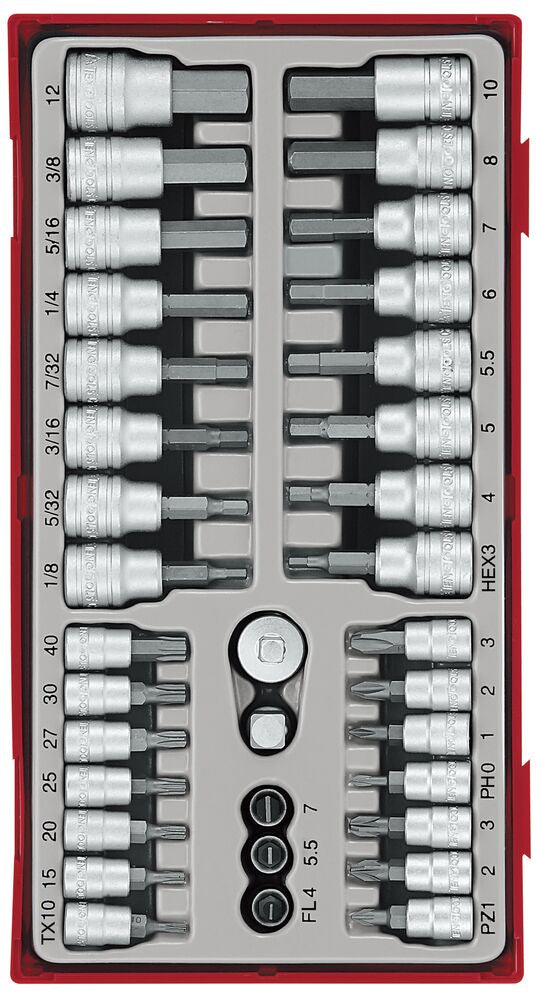 Exploded diagram for the Teng Tools 1/4" & 3/8" Bit Socket Set TT1 35 Pieces