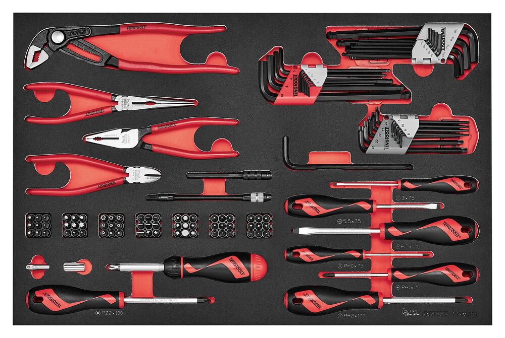 Exploded diagram for the Teng Tools Screwdriver & plier set FOAM4X4 114 pieces