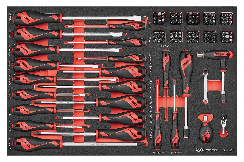 Exploded diagram for the Teng Tools Mixed driver and bits set FOAM4X4 115 pieces