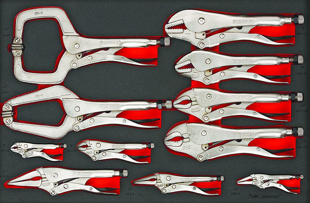 Exploded diagram for the Teng Tools Power Grip Plier Set FOAM4X4 11 Pieces