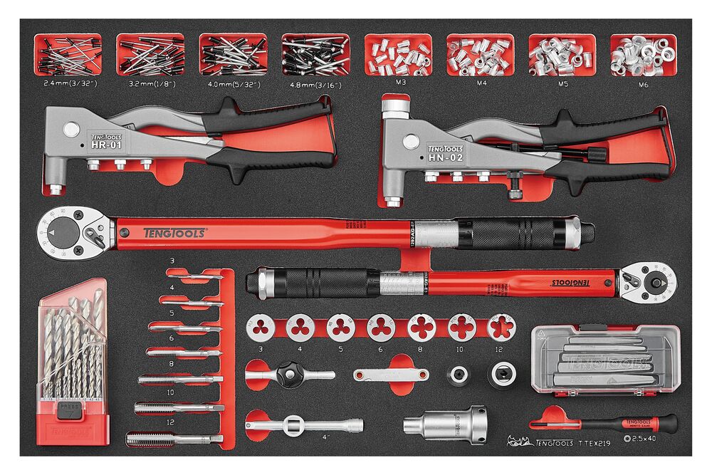 Exploded diagram for the Teng Tools General service tool set FOAM4X4 219 pieces