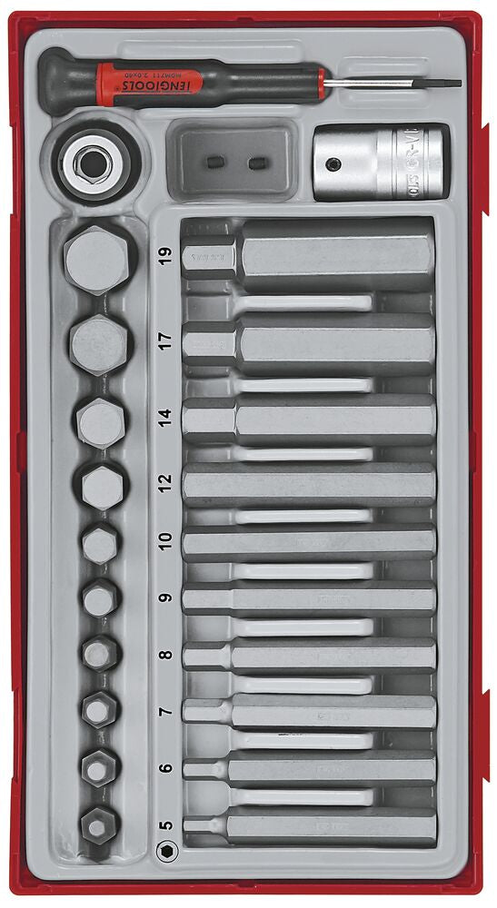 Exploded diagram for the Teng Tools 1/2" Hex Bit Socket Set TT1 23 Pieces