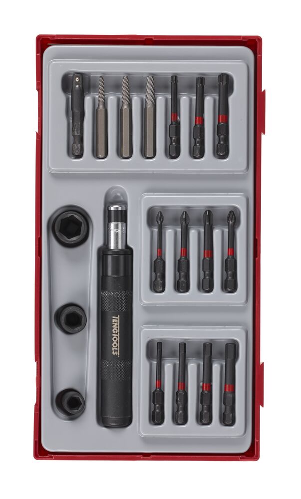 Exploded diagram for the Teng Tools 1/4" Impact Driver Set TT1 19 Pieces