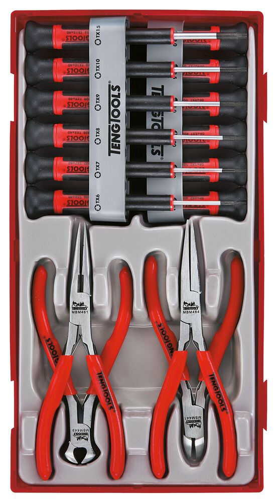 Exploded diagram for the Teng Tools Mini Pliers & Screwdriver Set TT1 16 Pieces