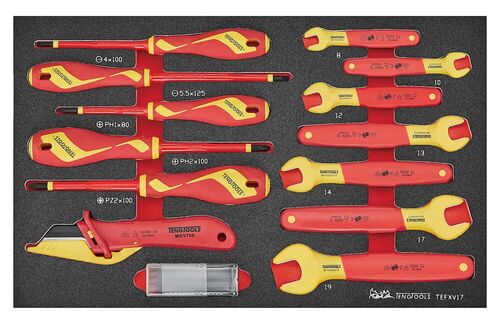 Wrench set, 17 pieces, foam module