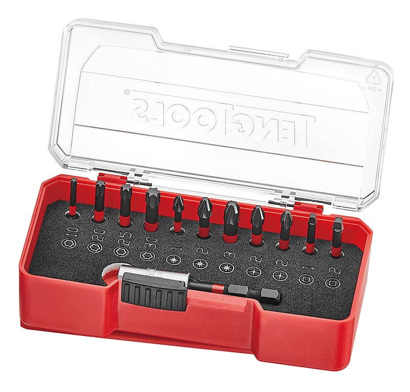 TengTools Impact Bit Set Construction With Belt Clip Mixed 12 Pieces