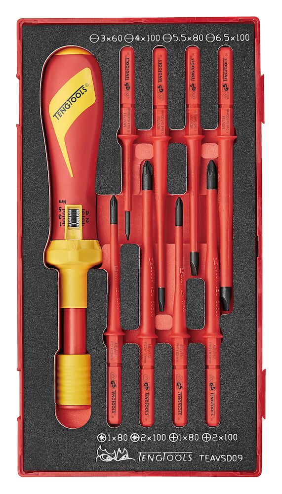 Insulated Torque Screwdriver Set FOAM1 9 Pieces TengTools