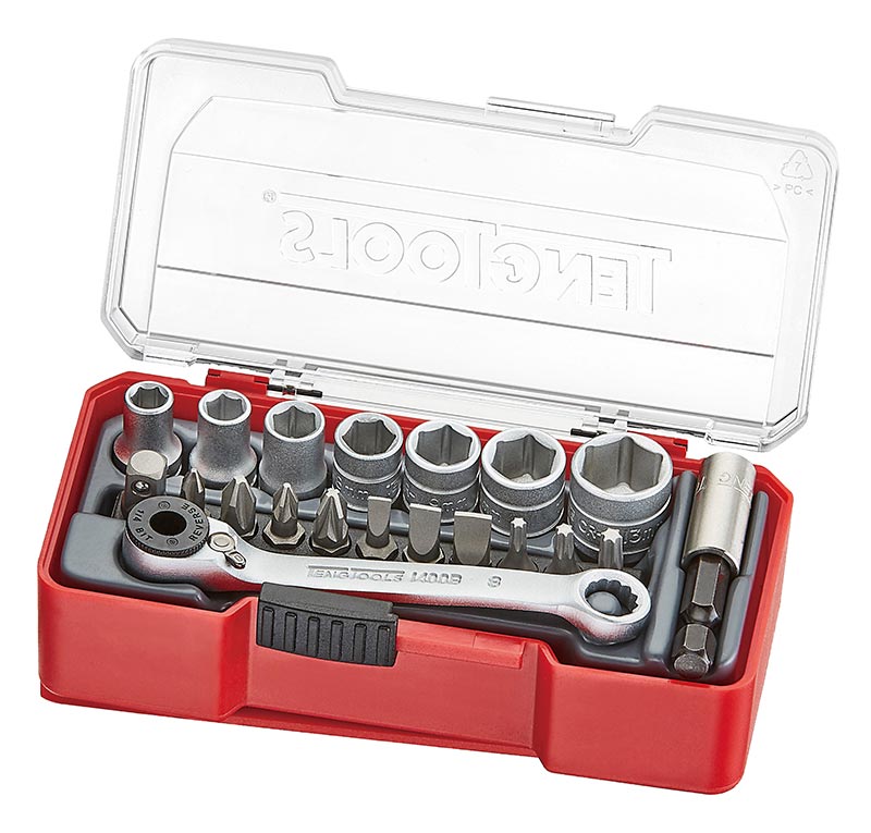 TengTools 1/4" Socket Set 6 pt With Belt Clip 20 Pieces